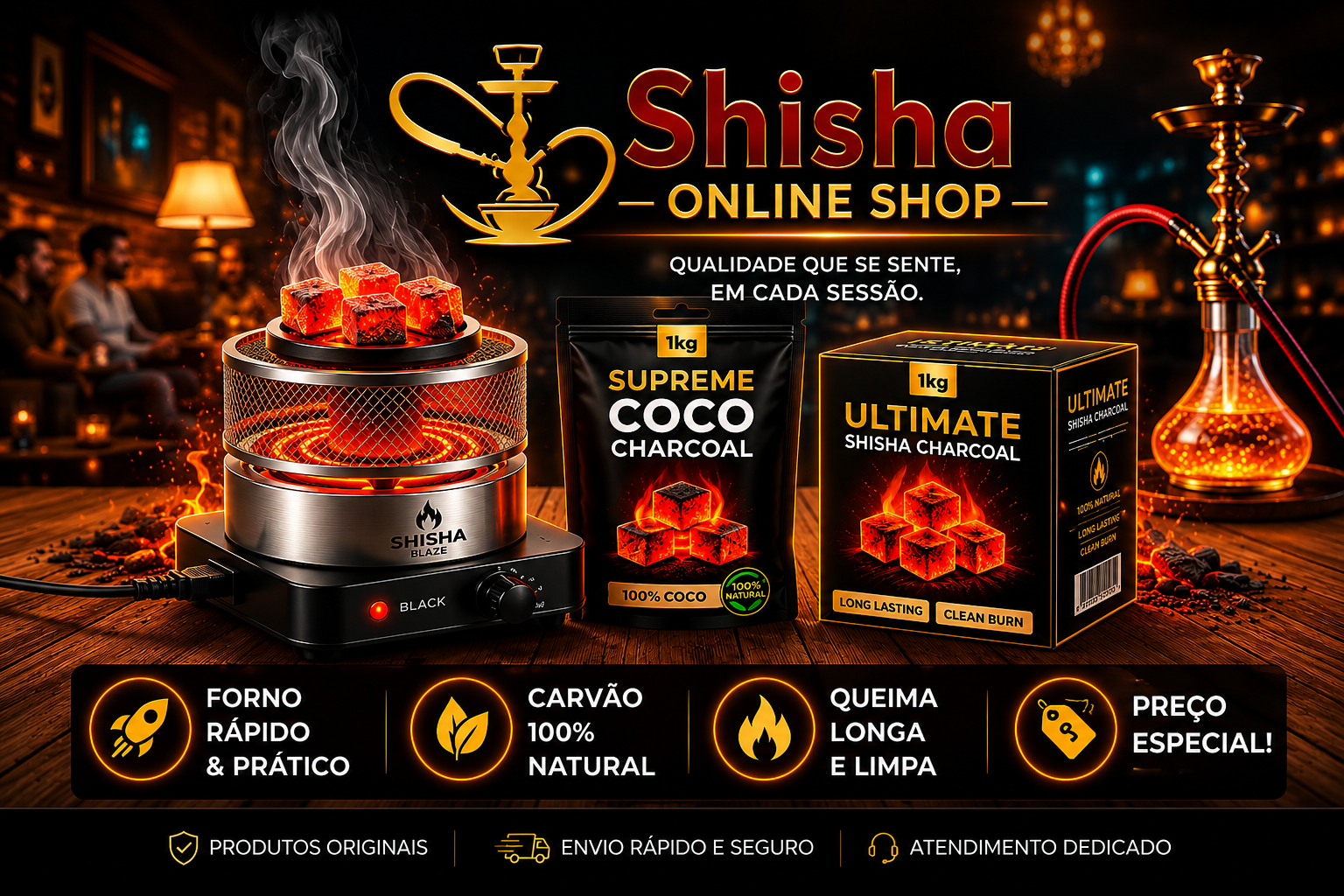 Pack Promocional - 1 Fogão Elétrico + 1 Kg de Carvão (Qualquer carvão)