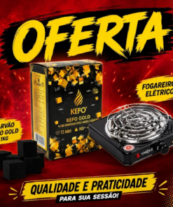 Carvão de Coco Kefo Gold XL 25mm 1KG - Carvão Natural de Coco 1KG + 1 Fogão Electrico
