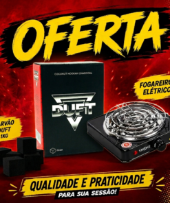 Carvão para Shisha Duft 25mm 1KG – Carvão Natural de Coco + 1 Fogão Elétrico